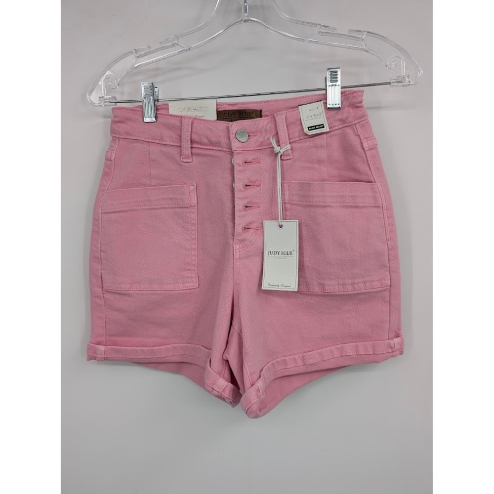 Judy Blue Light Pink High Waisted Jean shorts button fly Women's NWT sz‎ 25
